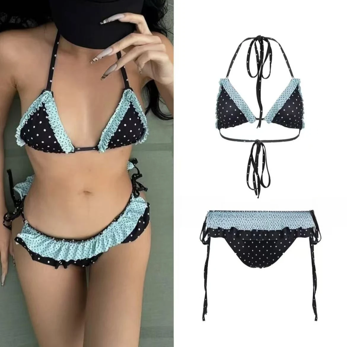 

Новый модный комплект бикини 2026 Fairy Sweet с высокой талией, кружевным принтом, облегающий, с завязками на шее, шикарный, для пляжа и летних вечеринок, мягкий