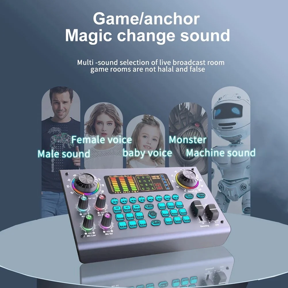 

Professional Podcast Live Sound Card DJ Mixer Audio Mixer Equipment For PC Recording Singing Streaming Gaming-AU47