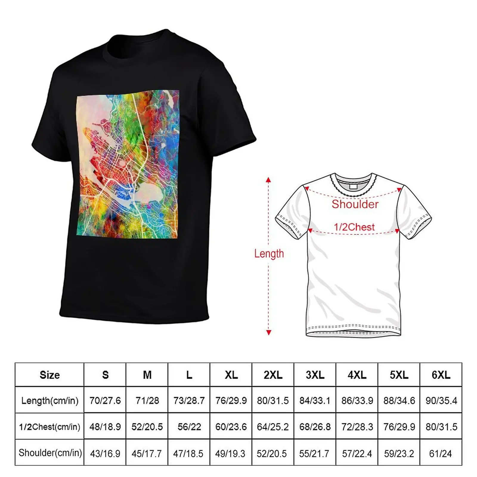 Bergen Norway City Map T-Shirt plus size clothes kawaii clothes cute clothes anime t shirts for men