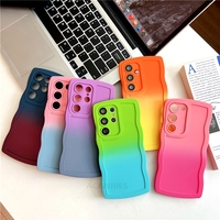 S 24 23 22 21 Gradient Wavy Liquid Silicone Case For Samsung Galaxy S24 S23 S22 S20 S21 Fe Plus Ultra Protect Soft Cover S23fe