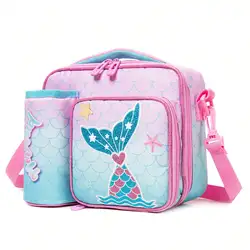 Unicorn Football Mermaid Pattern 1pc Kids Lunch Bag Cute Polyester Tote Bag For Picnic Outing School And The Best Gift For Kids