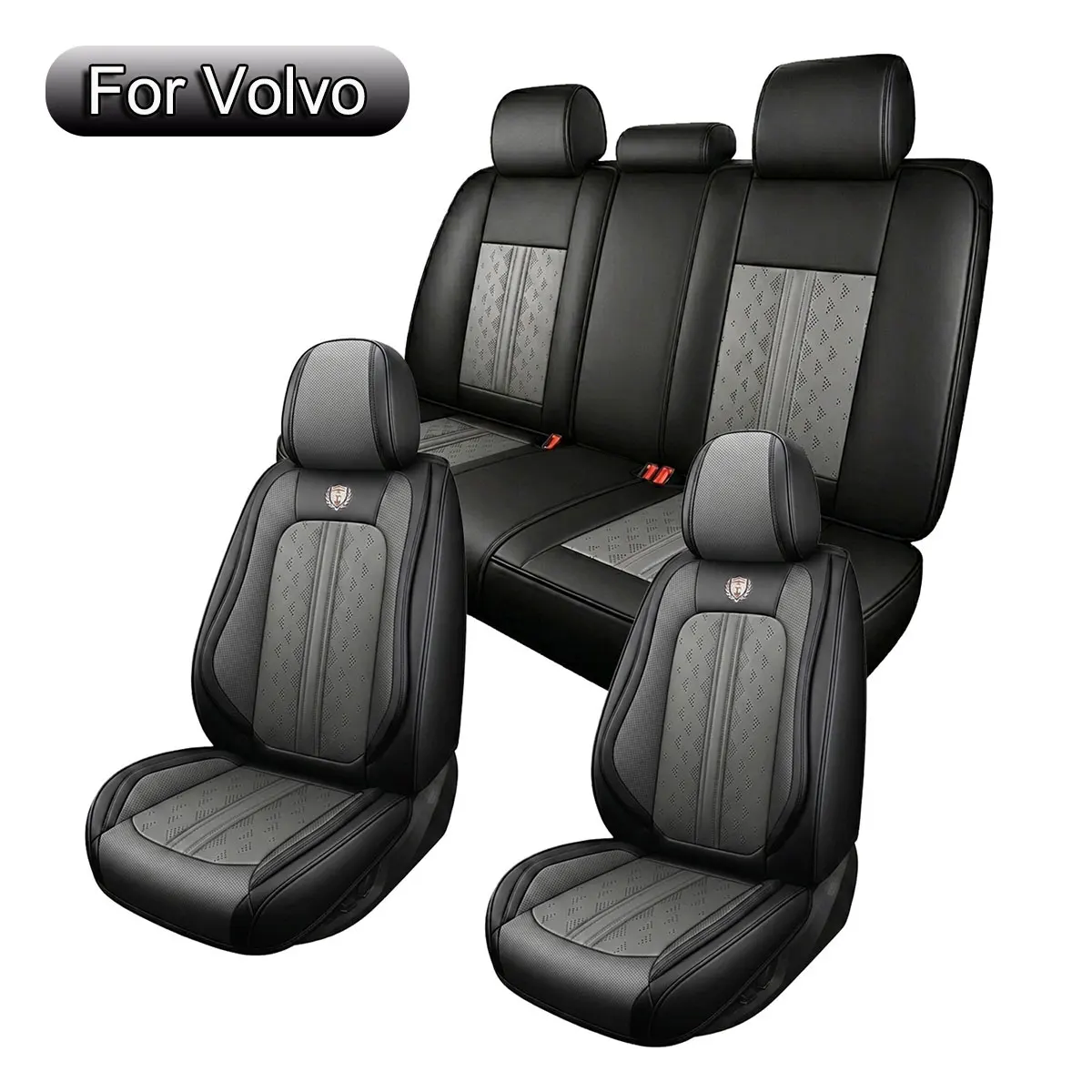 Image of Autositzbezüge Komplettset, Passend für Volvo XC60, XC40, S60, XC90, EX40, Sitzschoner aus PU-Leder, Wasserdicht, Airbag-Kompatibel, 5-Sitzer