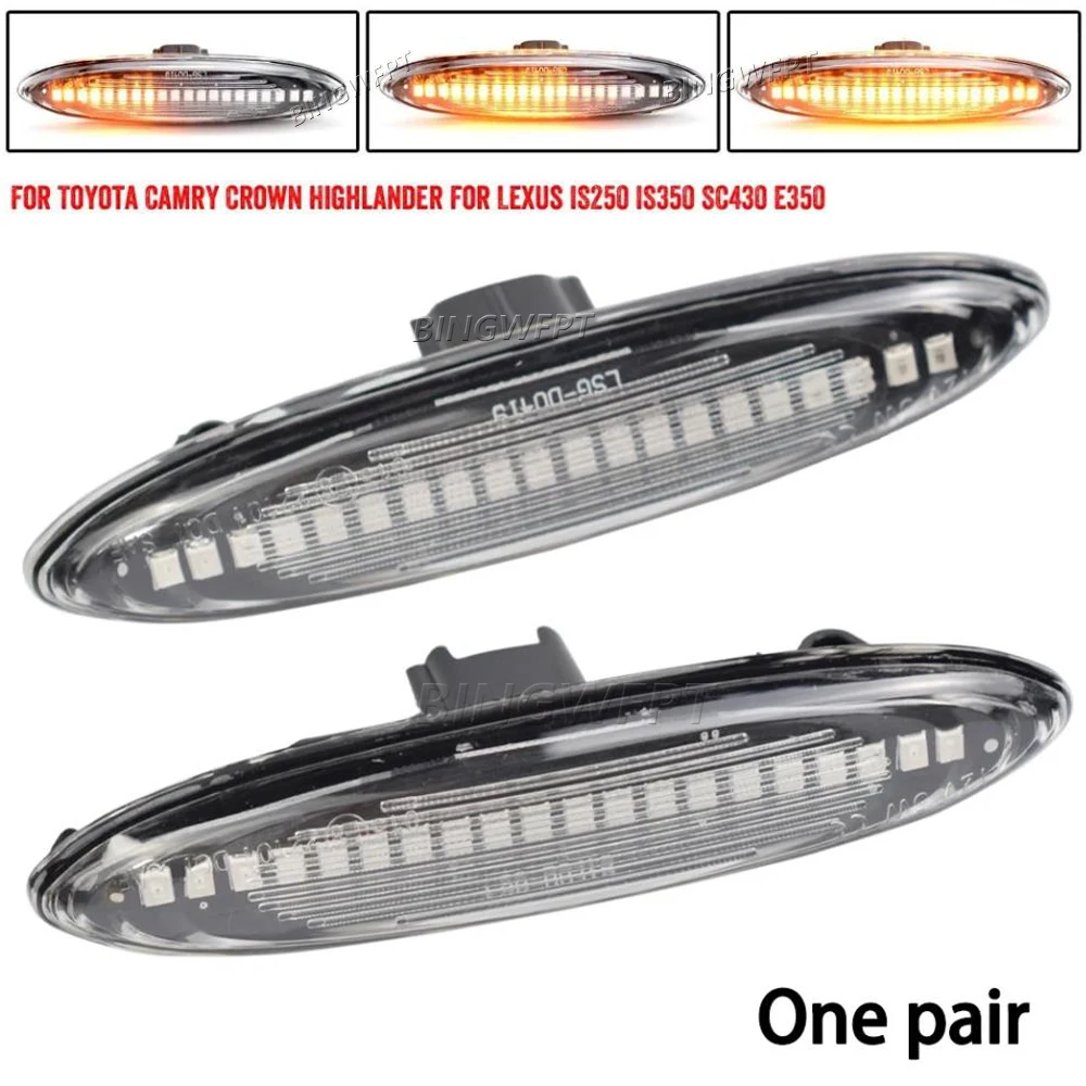

2Pcs For Lexus IS250 IS350 SC430 Toyota MARK X REIZ CROWN UZZ40 Highlander Camry 40 LED Dynamic Side Marker Turn Signal Light