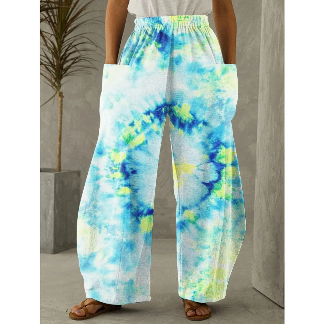 

Swirl Colors Gifts Full Length Wide Leg Pants Printed Thin Hipster Trousers Fashion Summer Streetwear Sweatpants Women Clothing