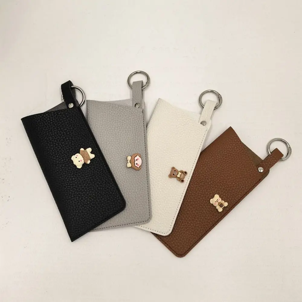 حقيبة تخزين النظارات الشمسية المصنوعة من جلد البولي يوريثان مع حلقة مفاتيح بلون سادة معلقة للنظارات الشمسية وحامل نظارات شمسية محمول متين #1