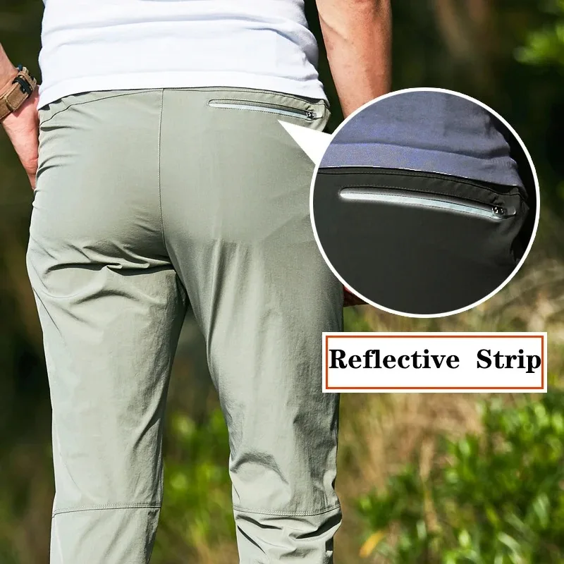 남성 여름 야외 통기성 메쉬 아이스 실크 속건 바지 남성 큰 사이즈 루즈 스트레치 야외 하이킹 캐주얼 조거 팬츠