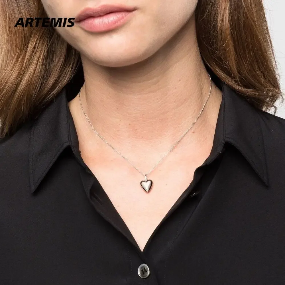 

Europe Designer Gold Silver Matte Small Heart Pendant Necklace Women Top Quality Luxury Jewelry Trend