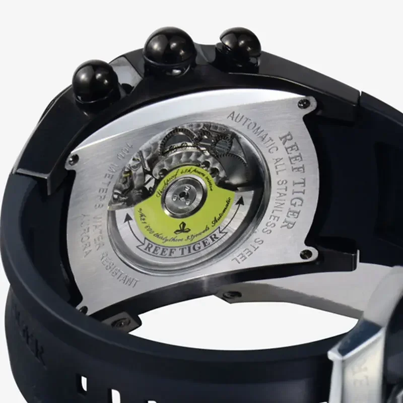 REEF TIGER-relojes mecánicos totalmente automáticos, esfera grande, correa de goma, RGA3069