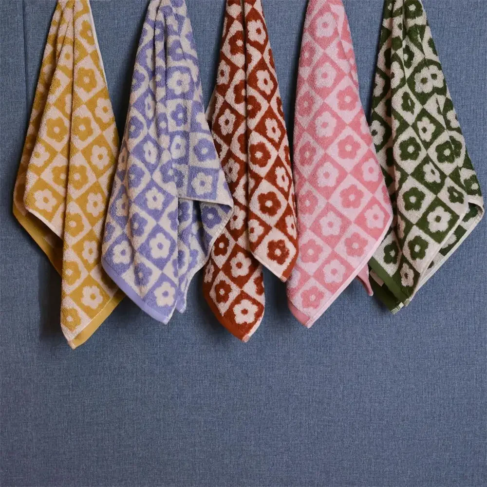 Plaid Flower Cotton Towel Soft Kindly-skin Face Towel  Absorbent Bathroom Face Household Adult  Kids Towels