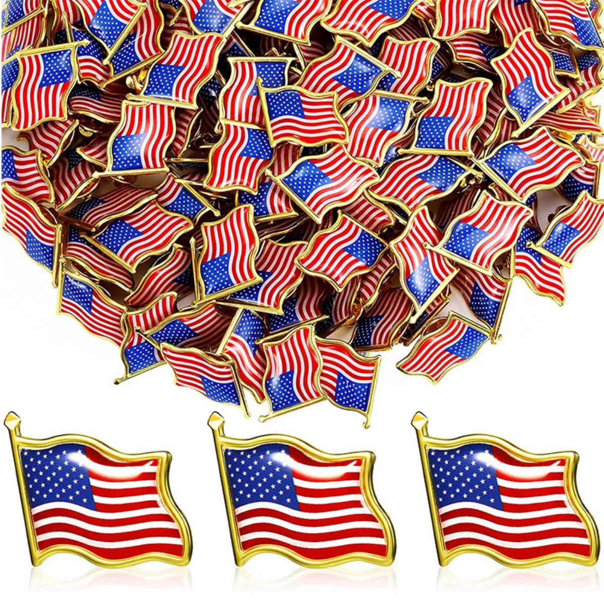 

12PCS American Flag Lapel Pins for National Day 4th of July Memorial Day Political Events Patriotic USA Flag Pins for Suits Hats