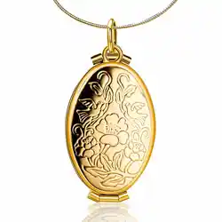 Popular Gold Color Photo Frame Memory Locket Pendant Nekclace For Women Girls 925 Sterling Silver Flower Necklaces Female
