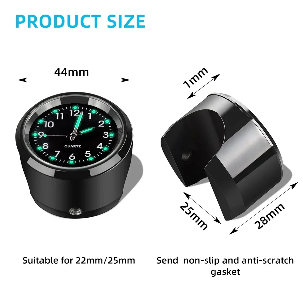 Motorcycle Handlebar Clock Durable Stainless Steel Refit Night Vision Waterproof Shockproof Buckle Motobike Bicycle Watch view 6