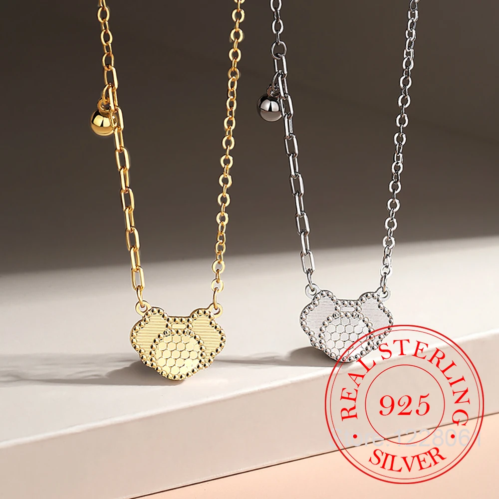 925 Sterling Silver New Ladies Fashion Jewelry High Quality Sparkling Luxury Peace Lock Pendant Necklaces For Women Length 45CM