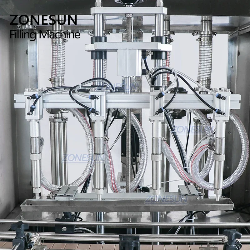 ZONESUN Fully Automatic Four Heads Liquid Perfume Lotion Paste Cream Bottle Servo Filling Machine For Cosmetics