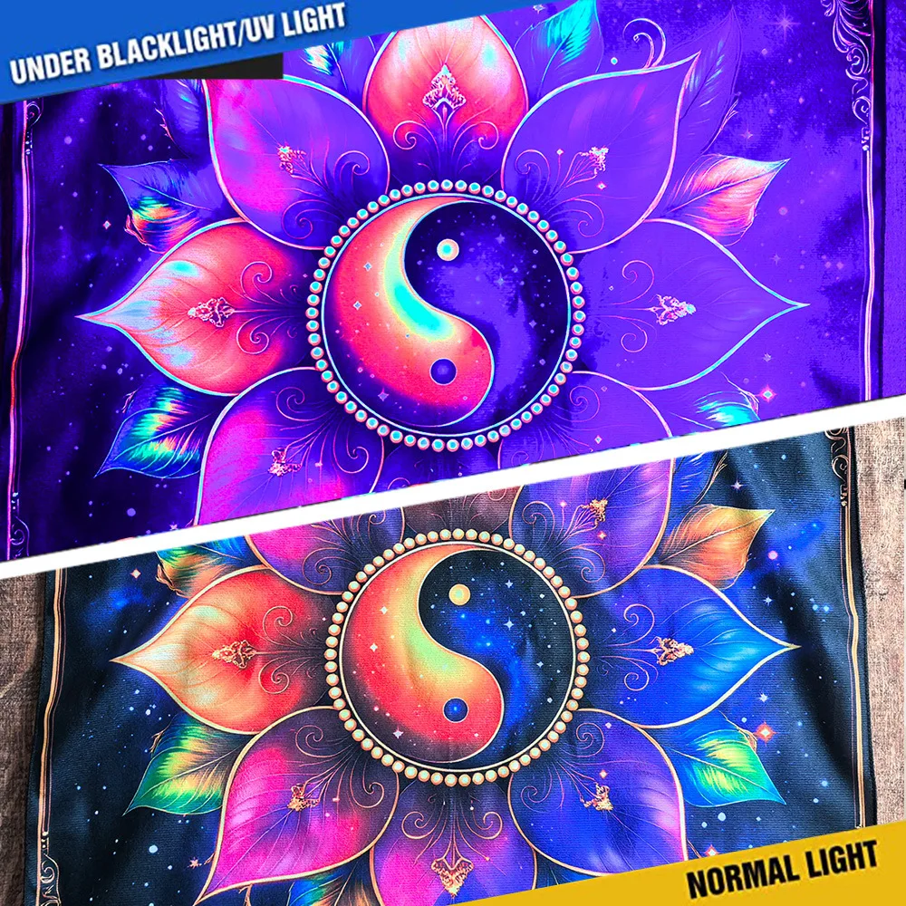 50cm/75cm Yin Yang Lotus Tarot Altar Cloth Square Spiritual Divination Tablecloth Mystic Galaxy Occult Altar Tarot Spread Cloth
