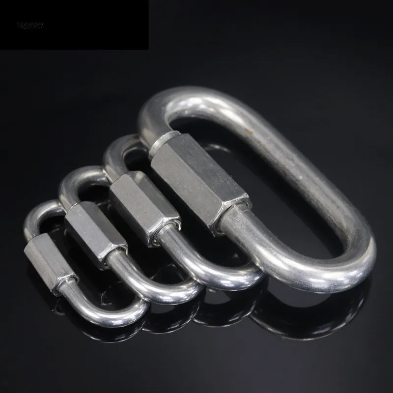 1Pc Stainless Steel Climbing Gear Carabiner Quick Links Safety Snap Hook M3/M3.5/M4/M5/M6/M7/M8/M9/M10 Chain Connecting Ring