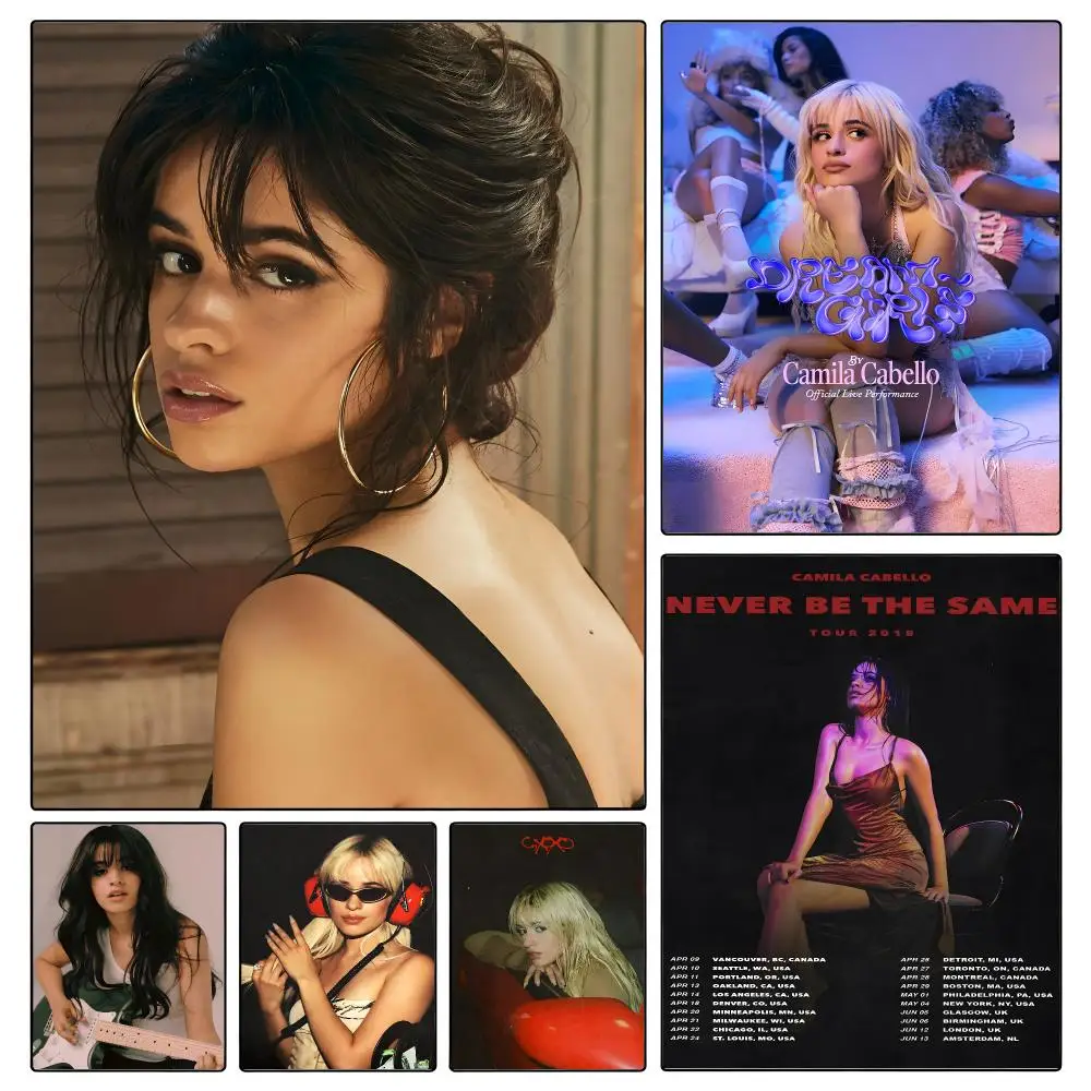 music Camila Cabello Poster Poster Waterproof HD Unframed Self‑Stick Decor Wall Art for Home Room Decoration Gift