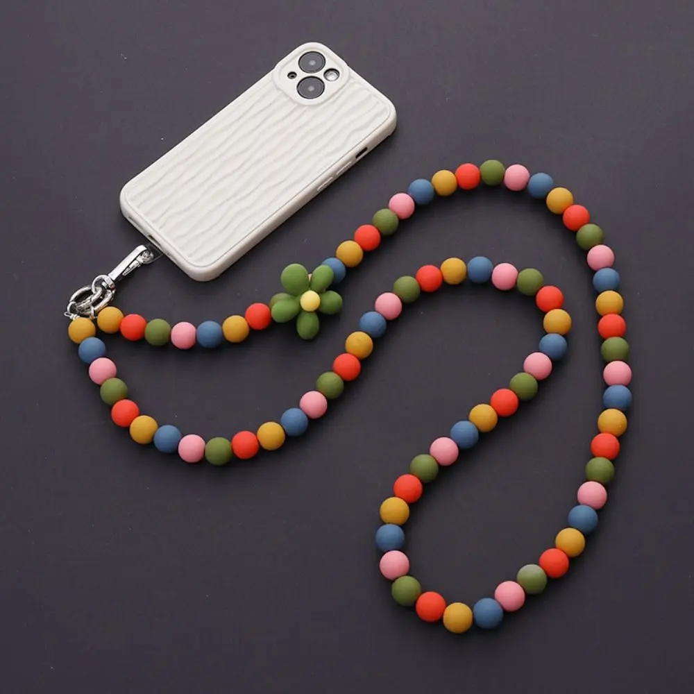 

Шейный шнур с бусинами, ремешок для телефона через плечо, подвеска ярких цветов, ремешок для мобильного телефона, милые анти-потерянные ремни на шею для телефона, подвесные украшения