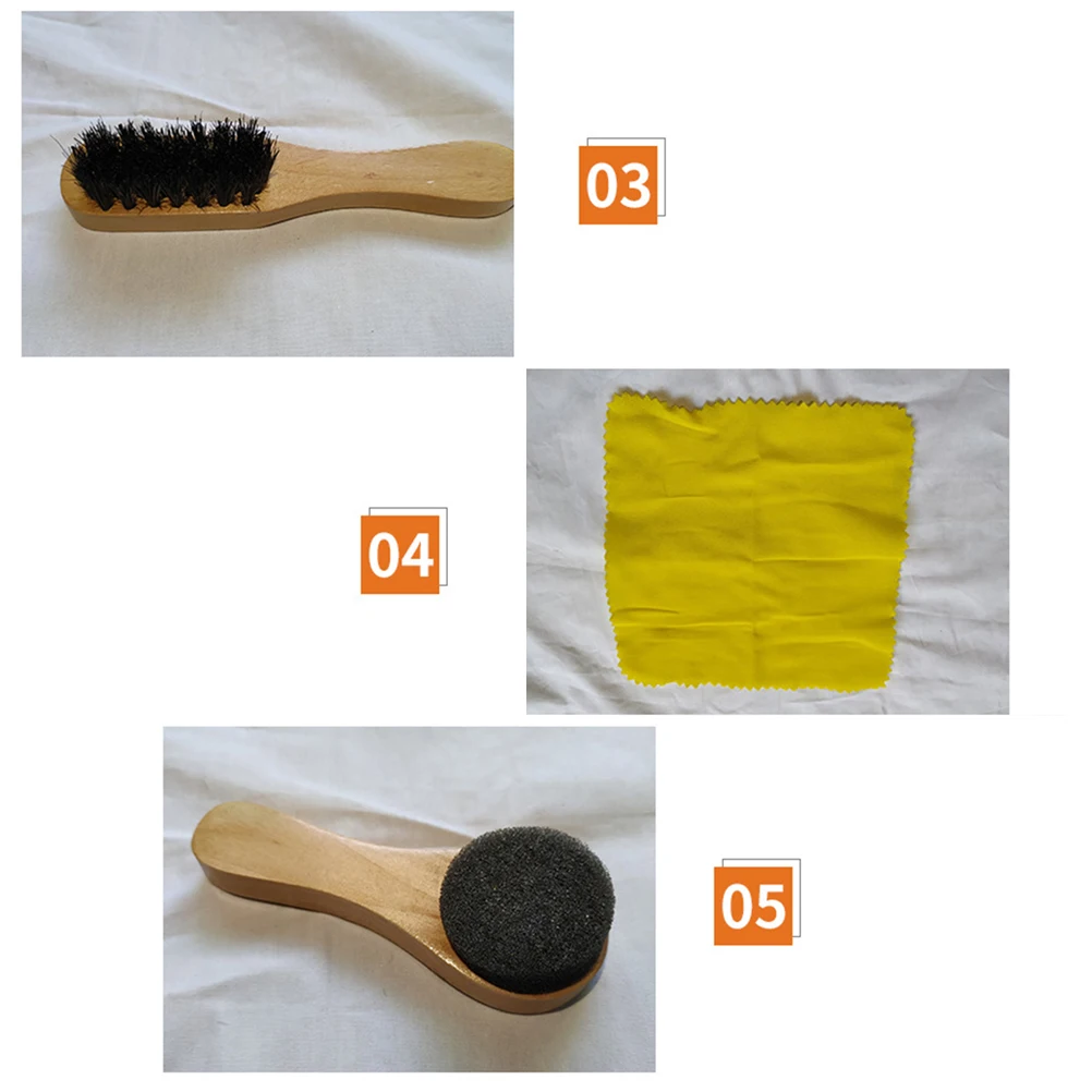 

8 Pcs Cream Portable Cleaning Tool Kit Polish Set Durable Lightweight Storage Shoe Polish Shoe Cream Set Brush
