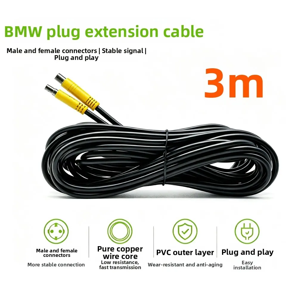 3M 4-Pin Tachograph Extension Cable 4 Hole 4 Core BMW Head 4P Car Rear View Camera Dash Cam Wire for Truck RV Van