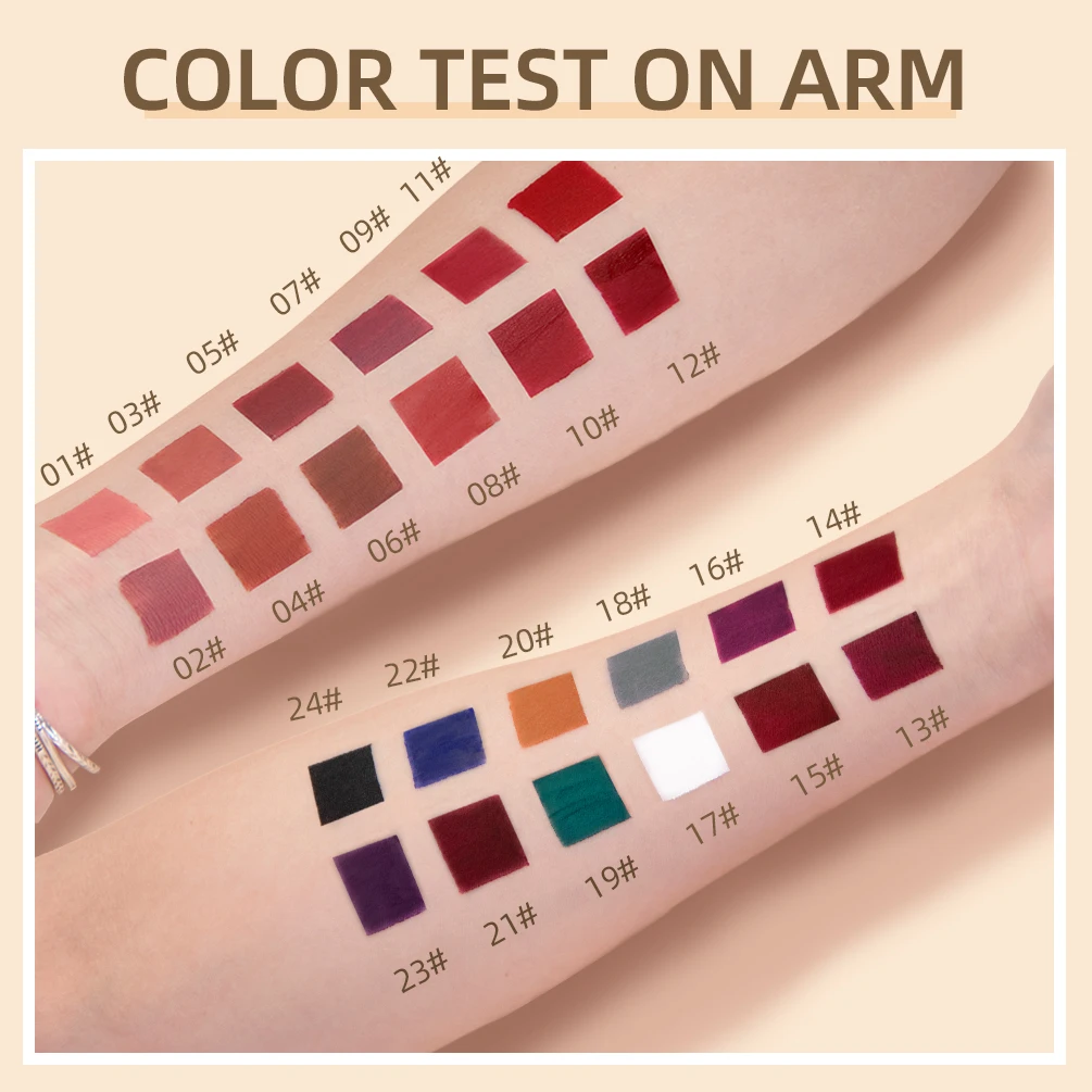 ลิปสติกเนื้อแมทท์แบบน้ำ QIBEST สีนู้ดกำมะหยี่ ติดทนนาน สีแดงเซ็กซี่ ลิปกลอสสีม่วง ดำ ขาว ลิปทินท์ เครื่องสำอาง