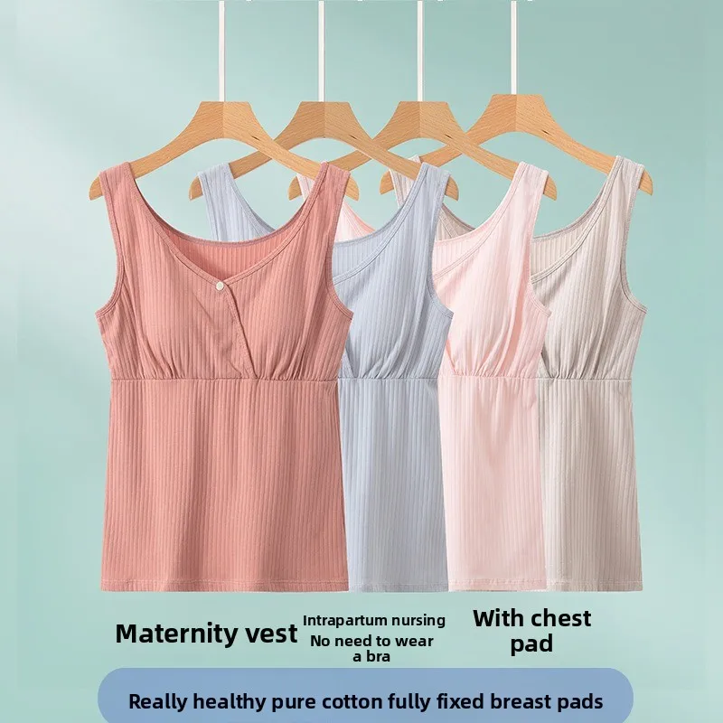 Pure Cotton Cross Nursing Tank Top No Bra Large Size Casual Pregnancy Postpartum Breastfeeding Outdoor Base Layer Shirt