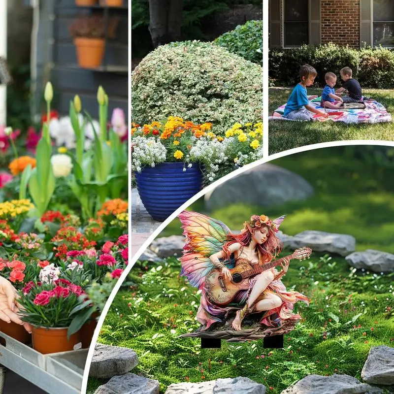 Fairy Figurines Acrylic Flat Fairy Plant Pot Decorations Garden Stakes Flower Pot Decorations Small Garden Gnome Figurines For