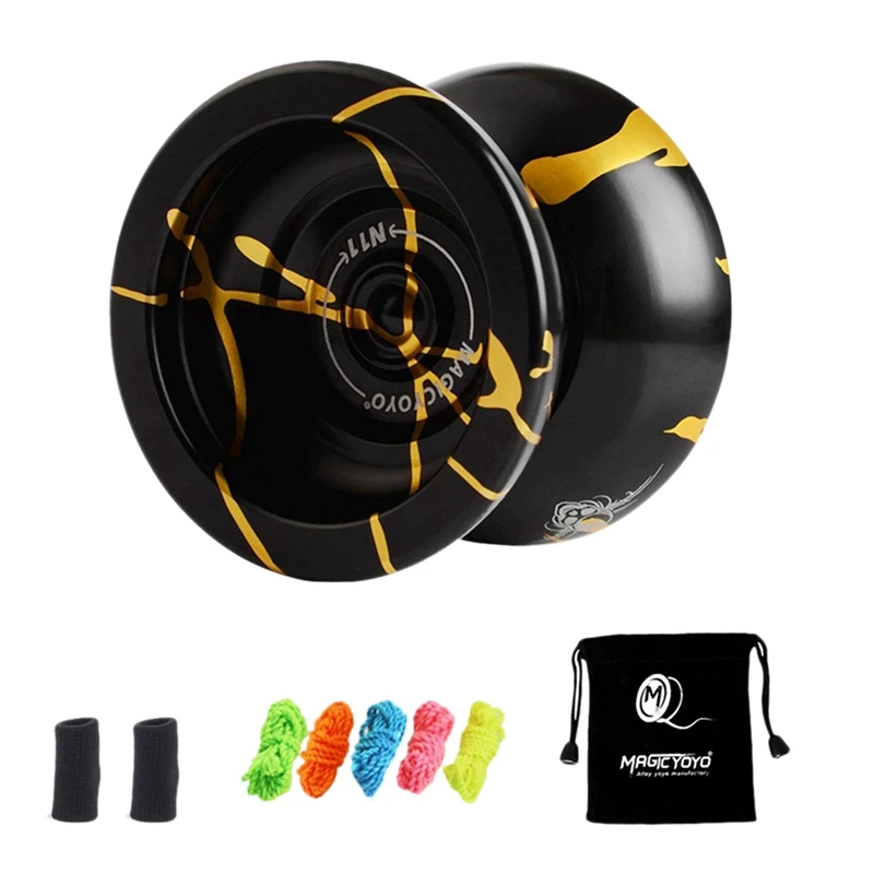 MAGICYOYO N11 Alloy Aluminum Professional Unresponsive Yoyo Alloy Yoyo Ball With Bag,2 Finger Cot,5 Strings