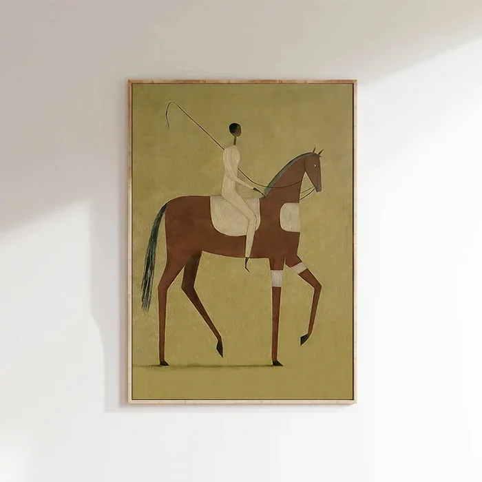 Equestrian Wall Art Print, Horse Rider Decor Painting, Abstract Poster, Minimalist Artwork for Living Room Bedroom Office