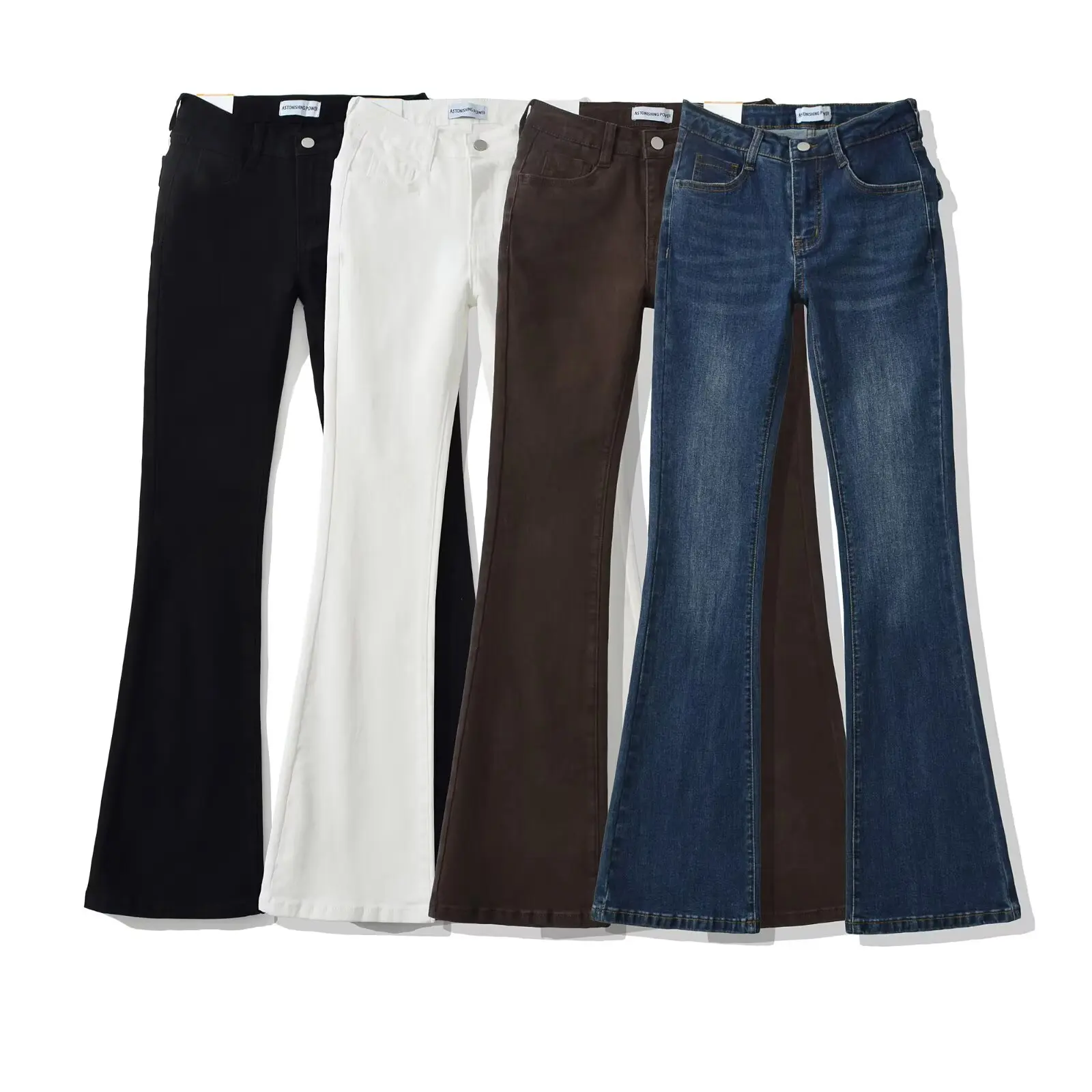 American Style Low Waist Bell Bottom Jeans Show Figure Sexy Hot Girl Denim Long Pants Sweet Cool Streetwear Casual Trousers