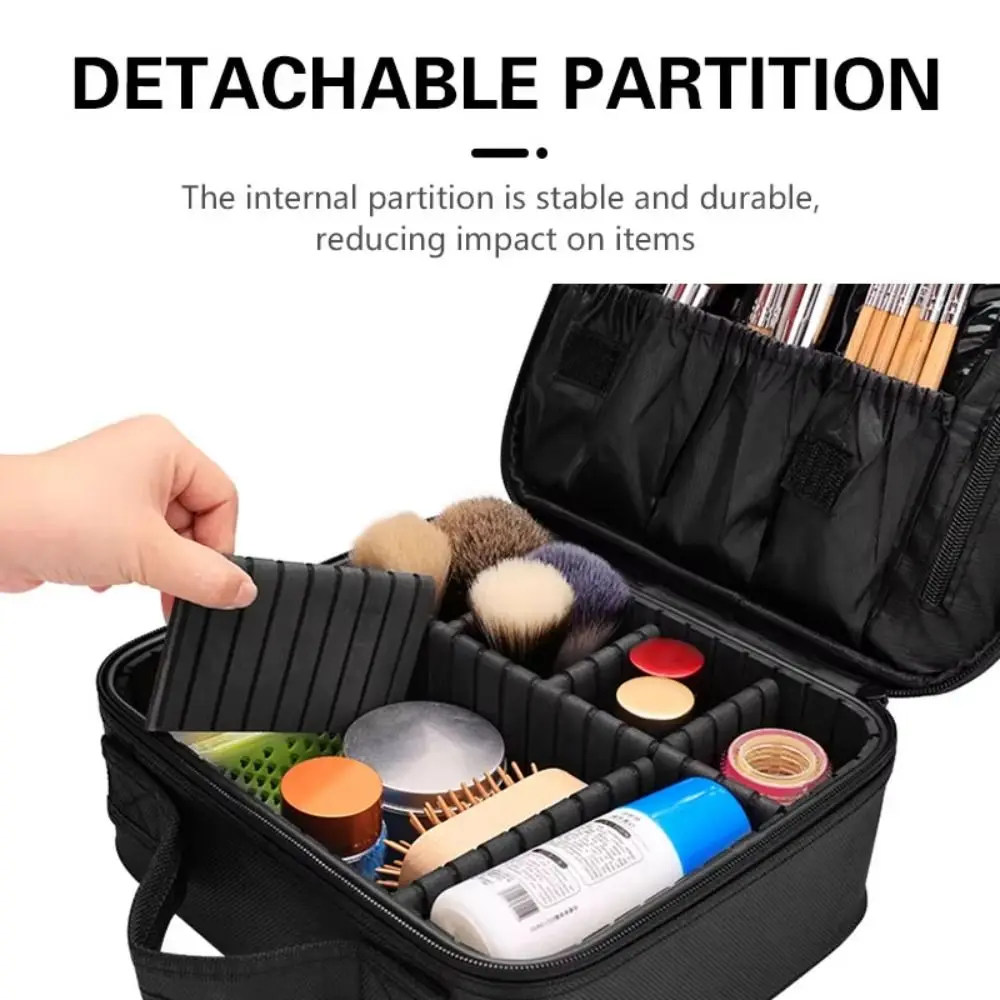 

Beauty Waterproof Cosmetic Bag Professional Dividers Makeup Bag Easy to Clean Portable Travel Storage Box Beauty Brush