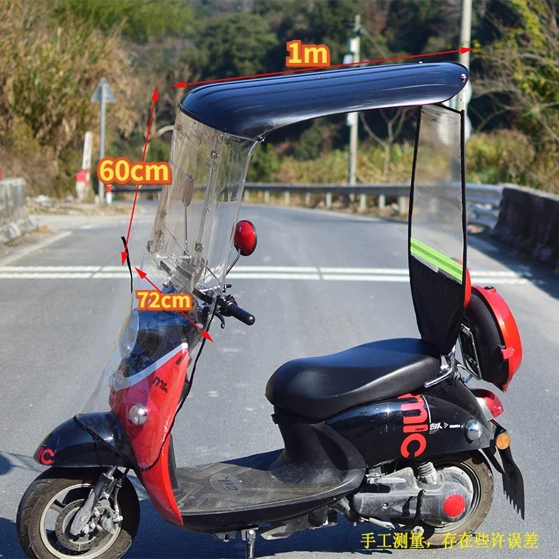 Electric Vehicle Canopy New Transparent Safety Motorcycle Windshield Extended Sunshade Umbrella Universal Moto Accessories