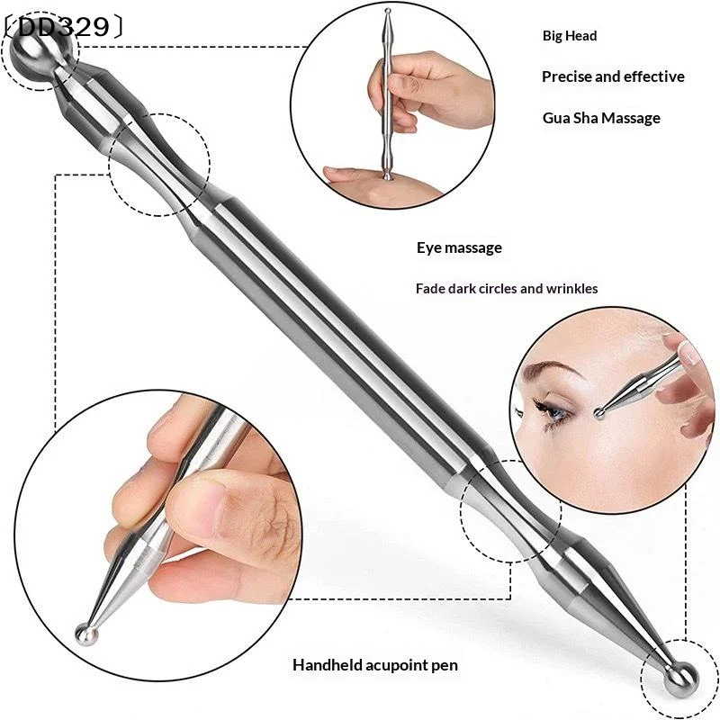 Facial Eye Massage Stick Acupuncture Pen Stainless Steel Magnetic Therapy Massage Trigger Point Massage Pen Facial〔DD329〕