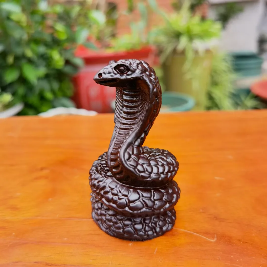 Ebony cobra ornaments animal zodiac home office bookshelf mahogany craft gifts zodiac snake