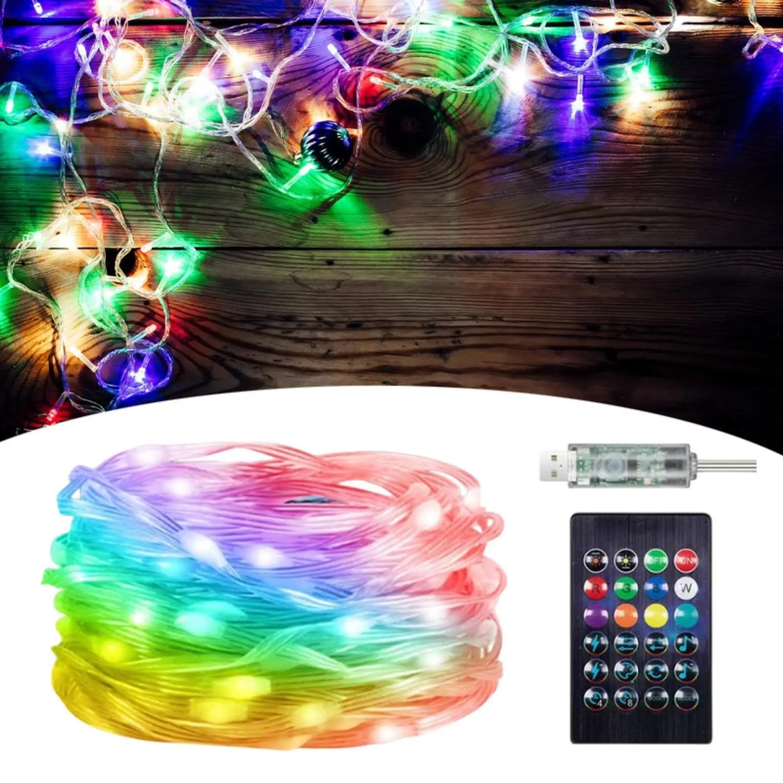 Christmas Tree Light Outdoor USB Globe Fairy Lights for Patio Front Yard BBQ