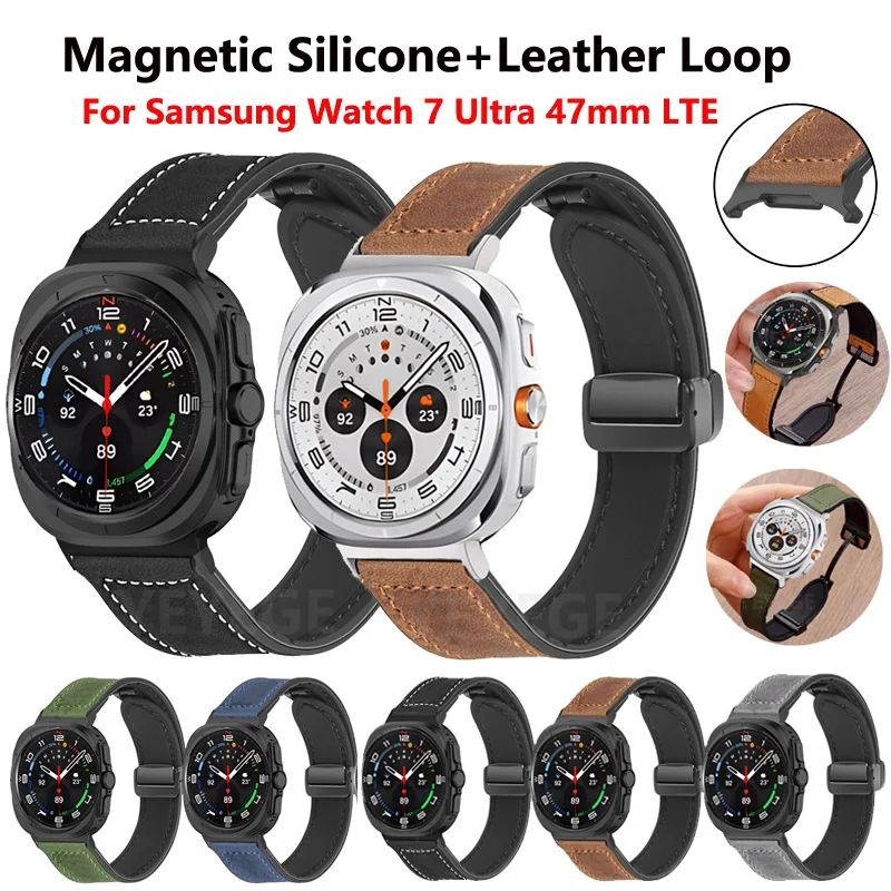 

Silicone Bracelet For Samsung Galaxy Watch 7 Ultra 47mm LTE Watchband Soft Magnetic Buckle Loop NO Gaps Galaxy Watch Ultra 47mm