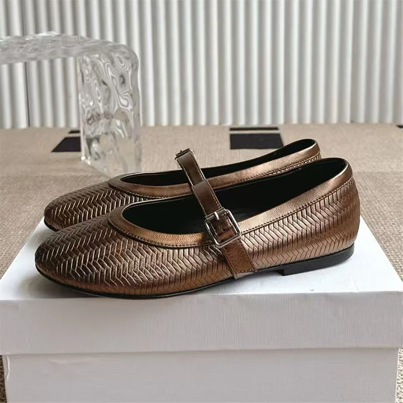 

High Quality Flat Shoes Woman Round Toe Buckle Strap Braided Summer Walk Shoes Daily Lightweight Office & Career Shoes Women