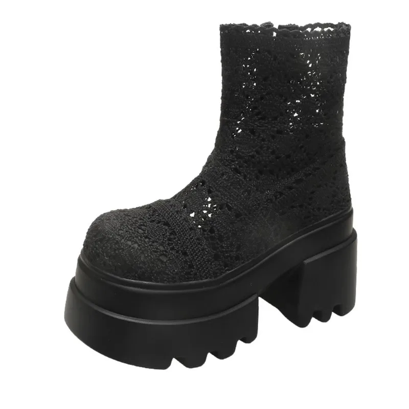 

Fashion Mesh Women Cool Boots Sandals Platform High Heels Shoes Summer Autumn Designer Chunky Women Boot Trend Dress Pumps Mujer