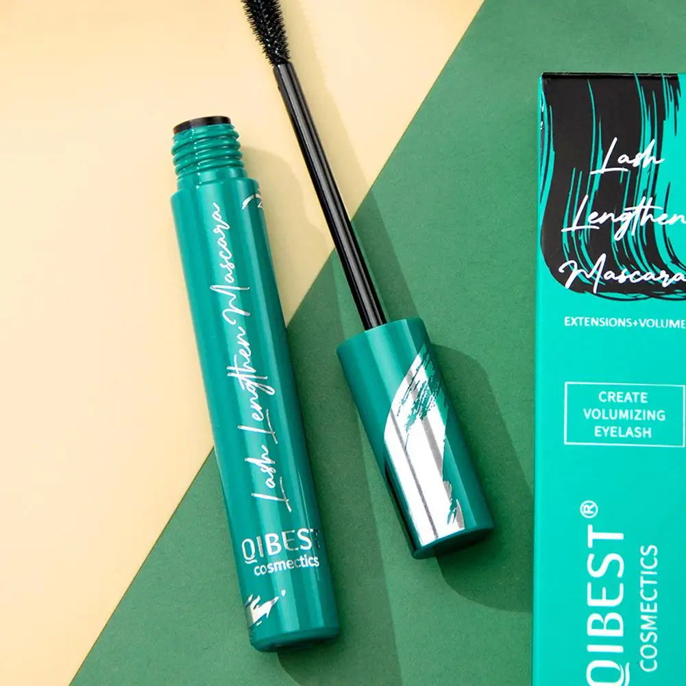 QIBEST 5D czarny tusz do rzęs wydłużający rzęsy długotrwały, odporny na pot czarny jedwabny makijaż z włókna uroda koreańskie kosmetyki