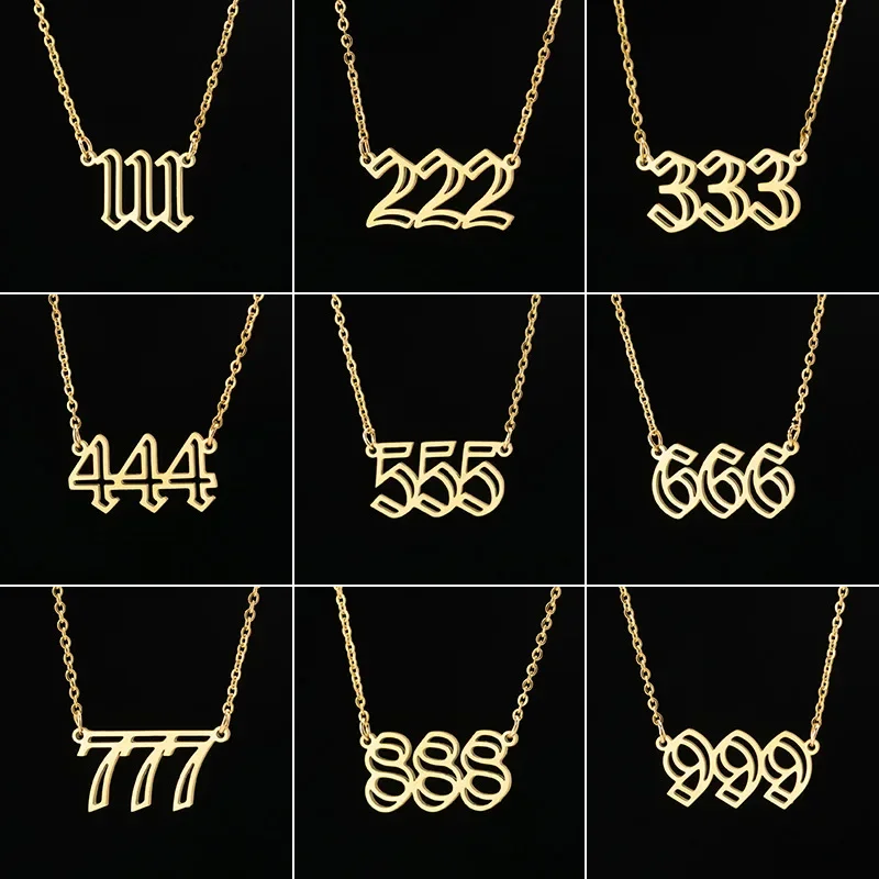 

Popular 925 Sterling Silver Round Necklace Hot Ins Style Fashion Double Hollow Angel Numbers Vintage Digital Pendant Wholesale