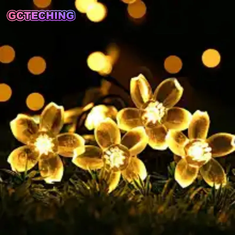 1pc 6.5M30LED Solar String Sakura Lights LED Outdoor Waterproof Festival Garden Decorative Lights