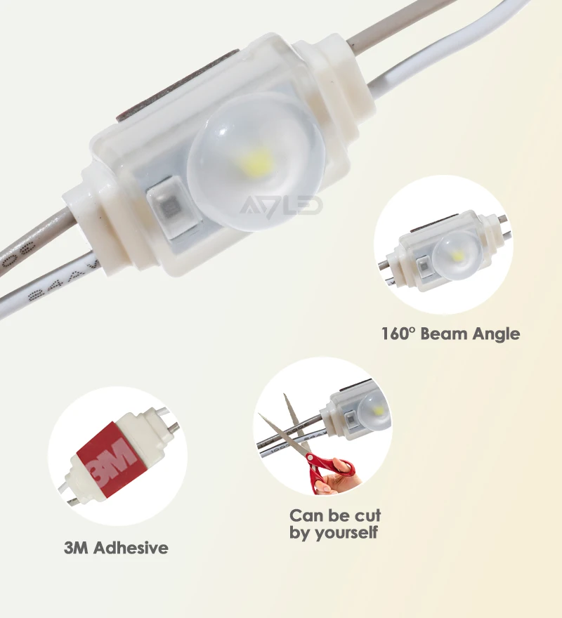 وحدة LED صغيرة DC12V بيضاء لصندوق الضوء رسالة الإعلان علامات مرآة لوضع مساحيق التجميل مصباح ليد مقاوم للماء فان RV شاحنة قوارب حافلة