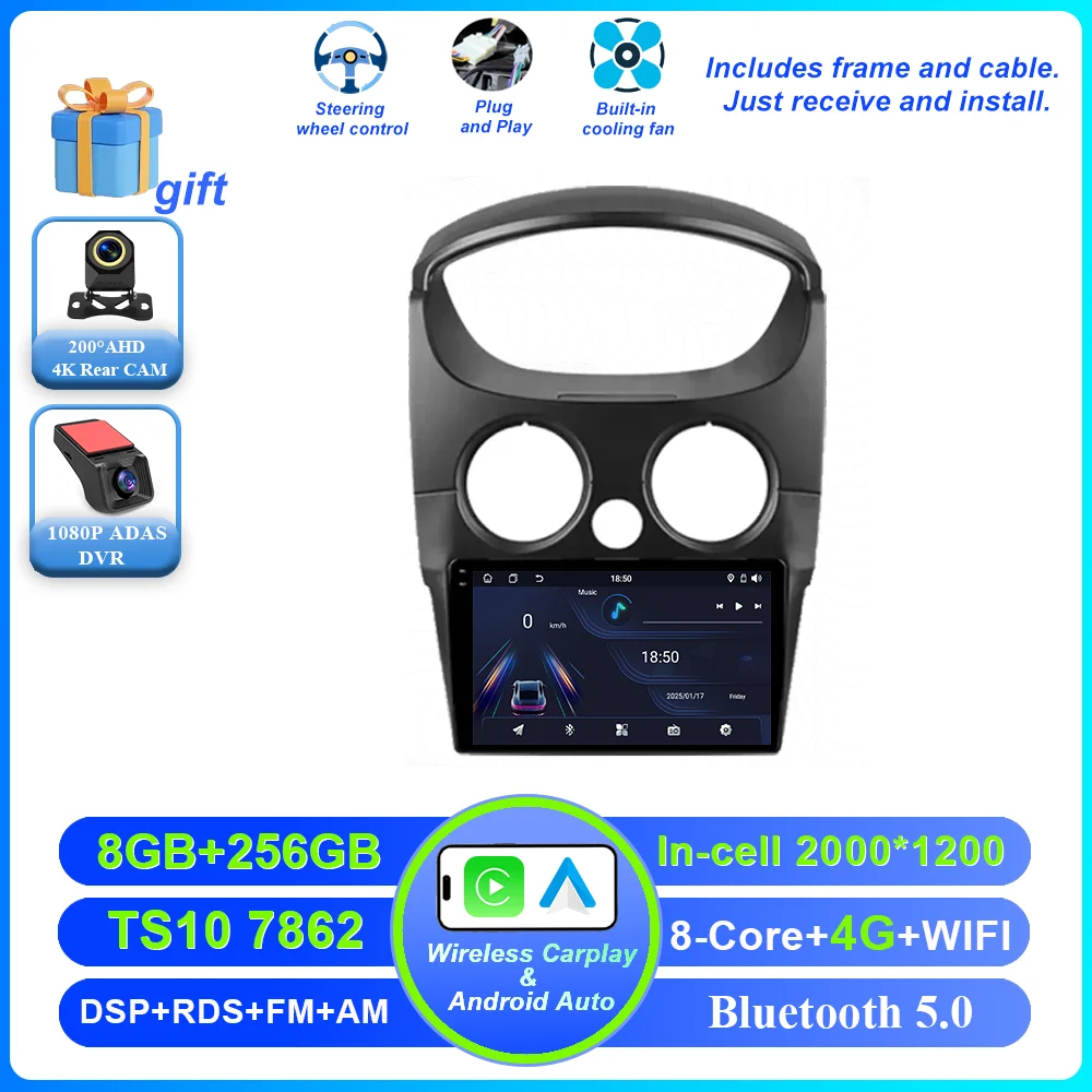 Auto DVD Android 16 Radio Stereo Voor Chevrolet Spark M200 2005 -2009 Hoge Prestaties CPU QLED Scherm Multimedia speler GEEN 2Din