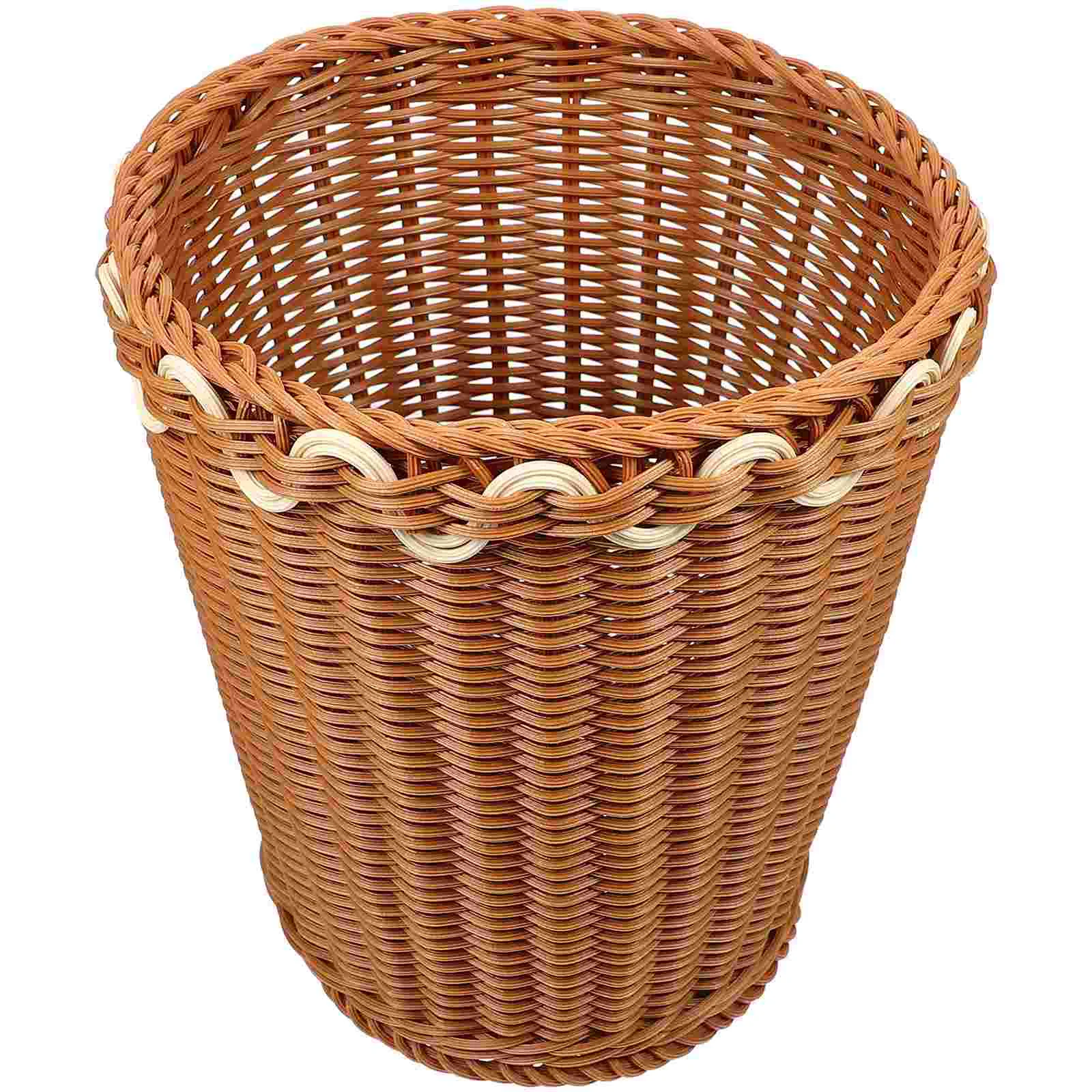 

Bohemian Decor Woven Trash Can Flower Pots Imitation Rattan Baskets Multipurpose Storage Office with Lid