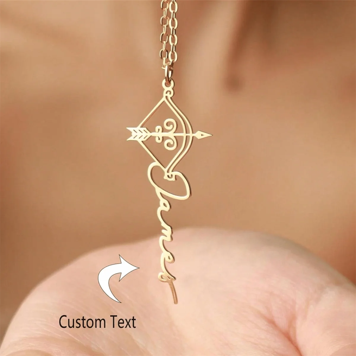 

Personalized Cupid Arrow Name Necklace For Women Men Gold Color Custom Name Necklaces Fashion Couple Jewelry Birthday Gifts