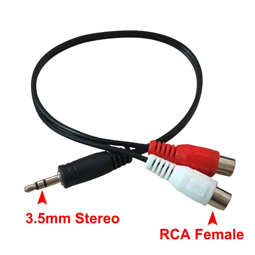 

1/5/10PCS 3.5mm Stereo 3pole Jack Male to 2 RCA Female Jack connector RCA Audio wire Cable cord Converter Adapter 30cm