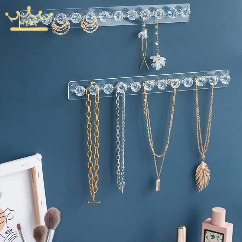 Jewelry On The Wall Display Stand Acrylic 12-Bit Hook Jewelry Storage Rack Earrings Necklace Ring Wall-Mounted Display Rack