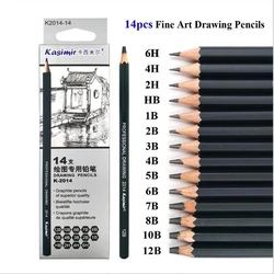 14Pcs/Set Drawing Sketch Pencils Set Wooden Professional Art Supplies HB 2B 6H 4H 2H 3B 4B 5B 6B 10B 12B 1B Painting Stationery