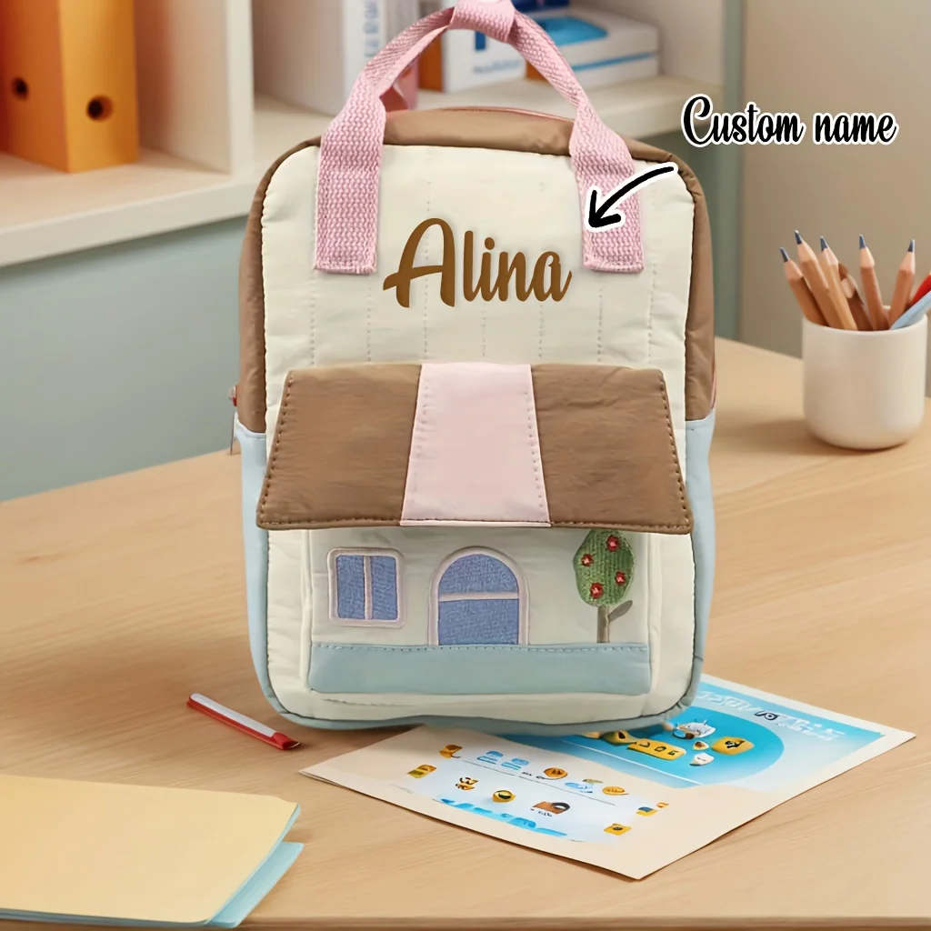 

Women's Custom Name Treehouse Embroidery Backpack | Color Block, Lightweight for Outings | Ideal Autumn Winter Gift