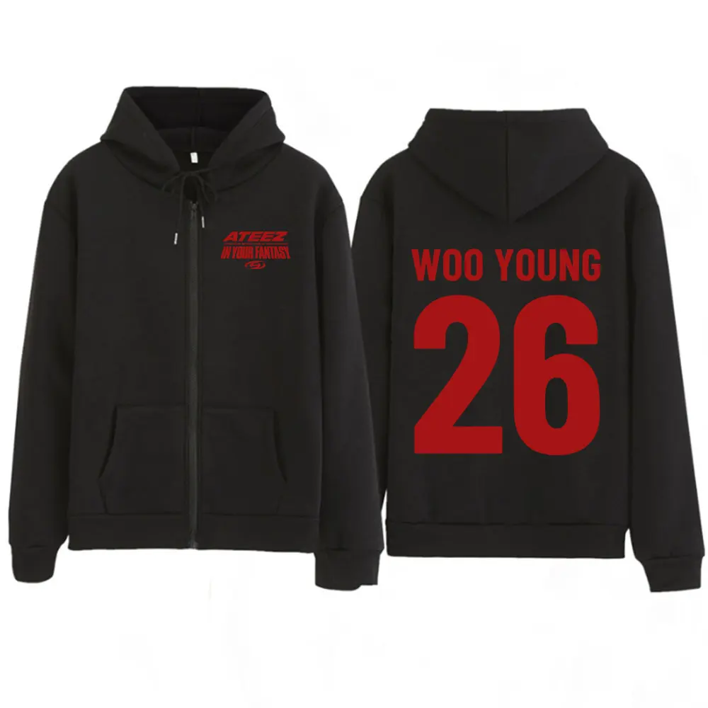 

Korean Ateez 2025 World Tour in Your Fantasy Zipper Hoodies Wooyoung Kpop Fashion Zip Up Sweatshirts Jackets Men Women Pullovers